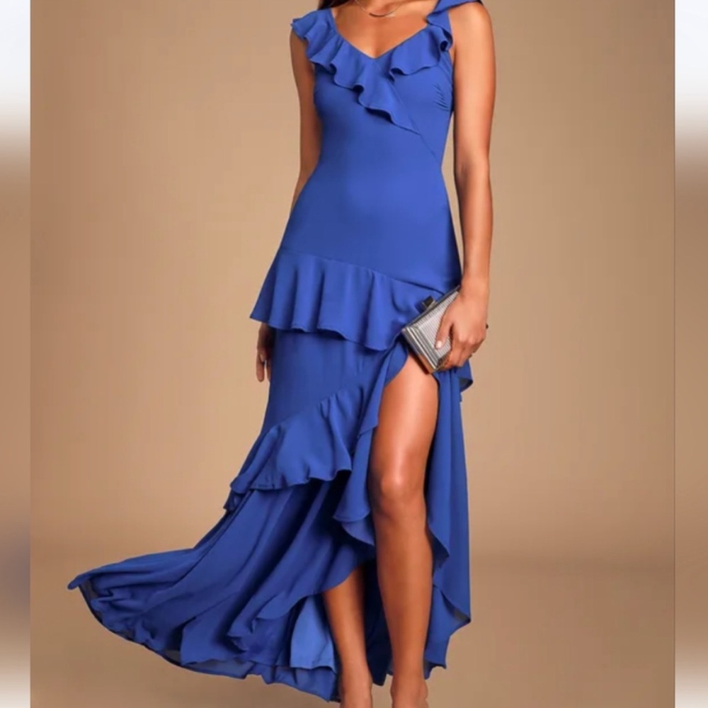 Lulu’s Royal Blue Calle Ruffle Dress